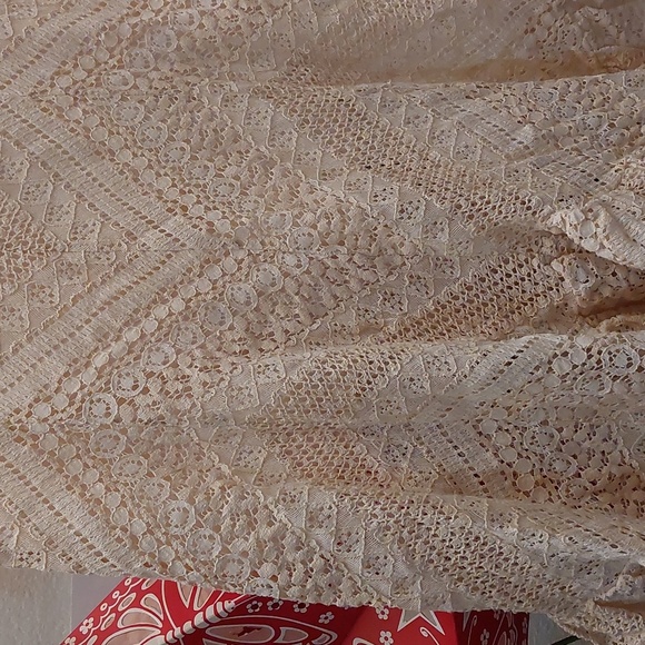 Ecru lace overlay strapless dress - Picture 2 of 6